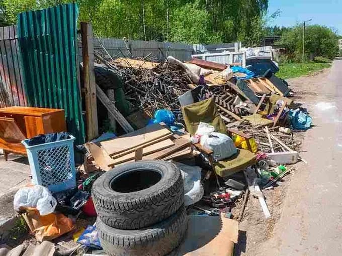 Scrap tires and accumulated material cleared during a Calgary property clean-up